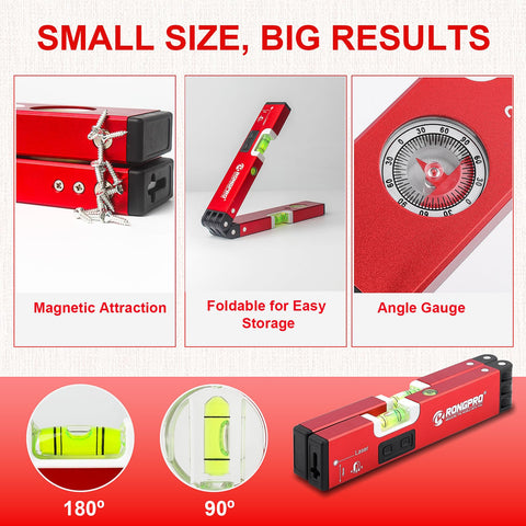 RONGPRO 20-Inch Foldable Level magnetic plumb reference for vertical checks