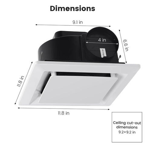 Roodike 4 inch duct collar detail enables easy ducting.