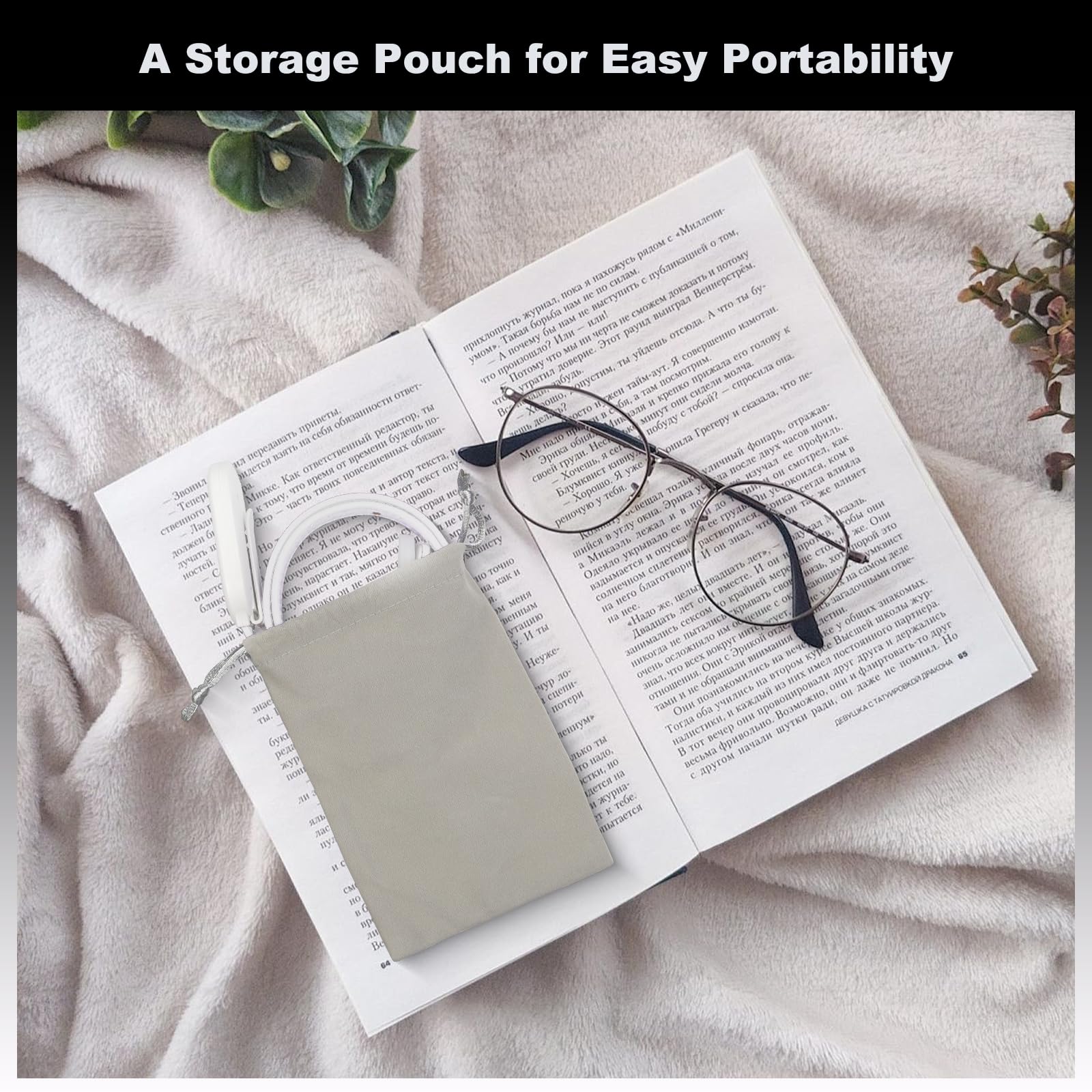 ROOKIELEDS compact design with storage pouch supports travel-friendly reading.