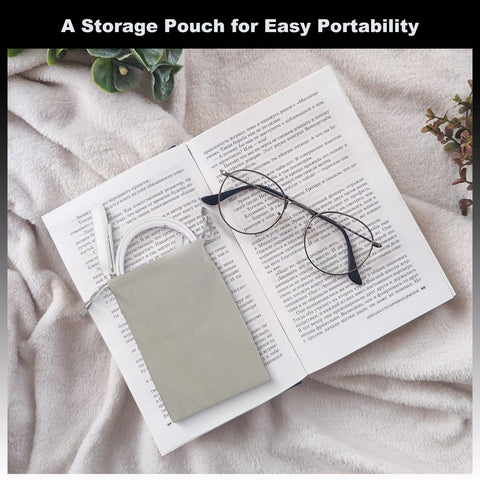 ROOKIELEDS compact design with storage pouch supports travel-friendly reading.