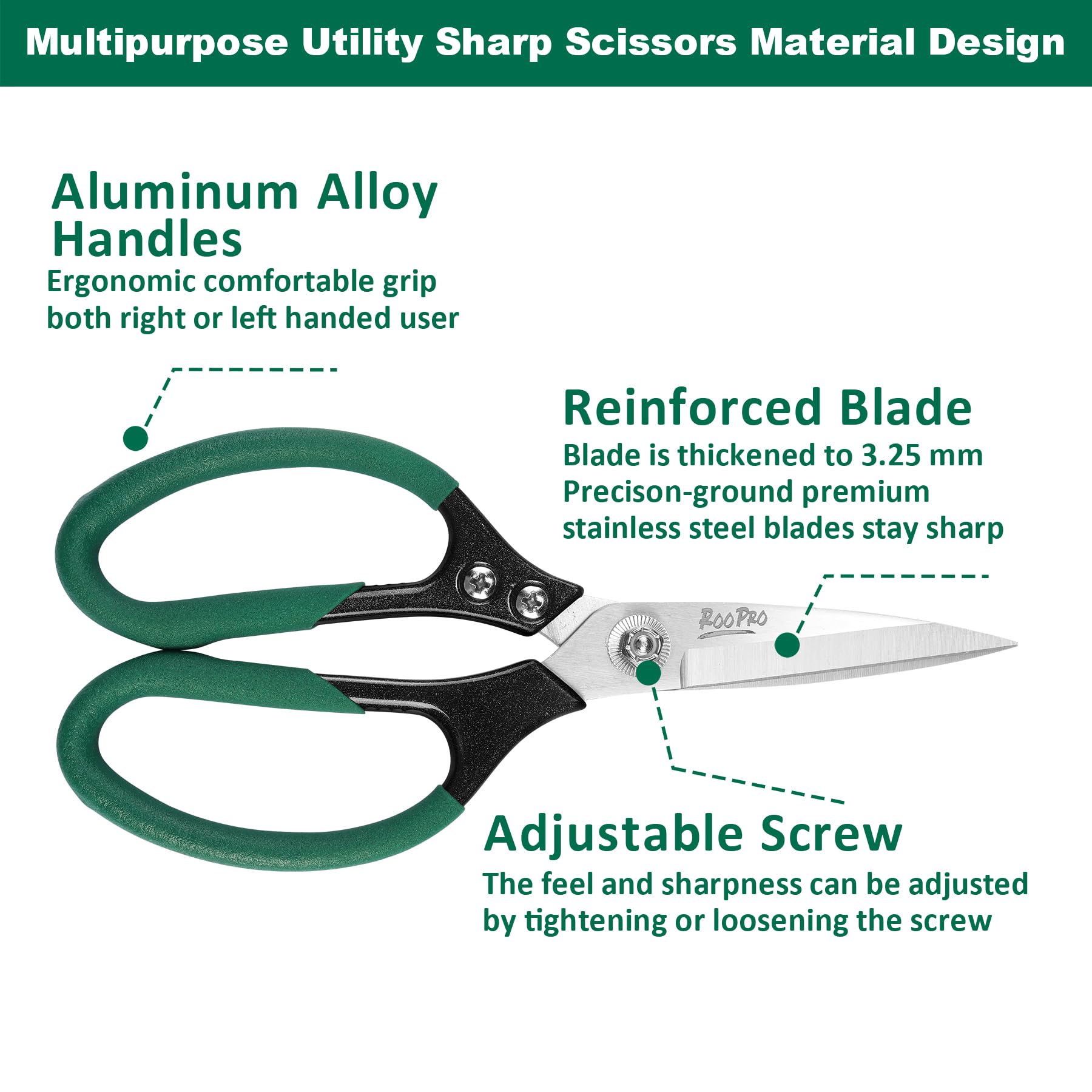 RooPro scissors cutting cardboard with thick stainless blades for sturdy tasks
