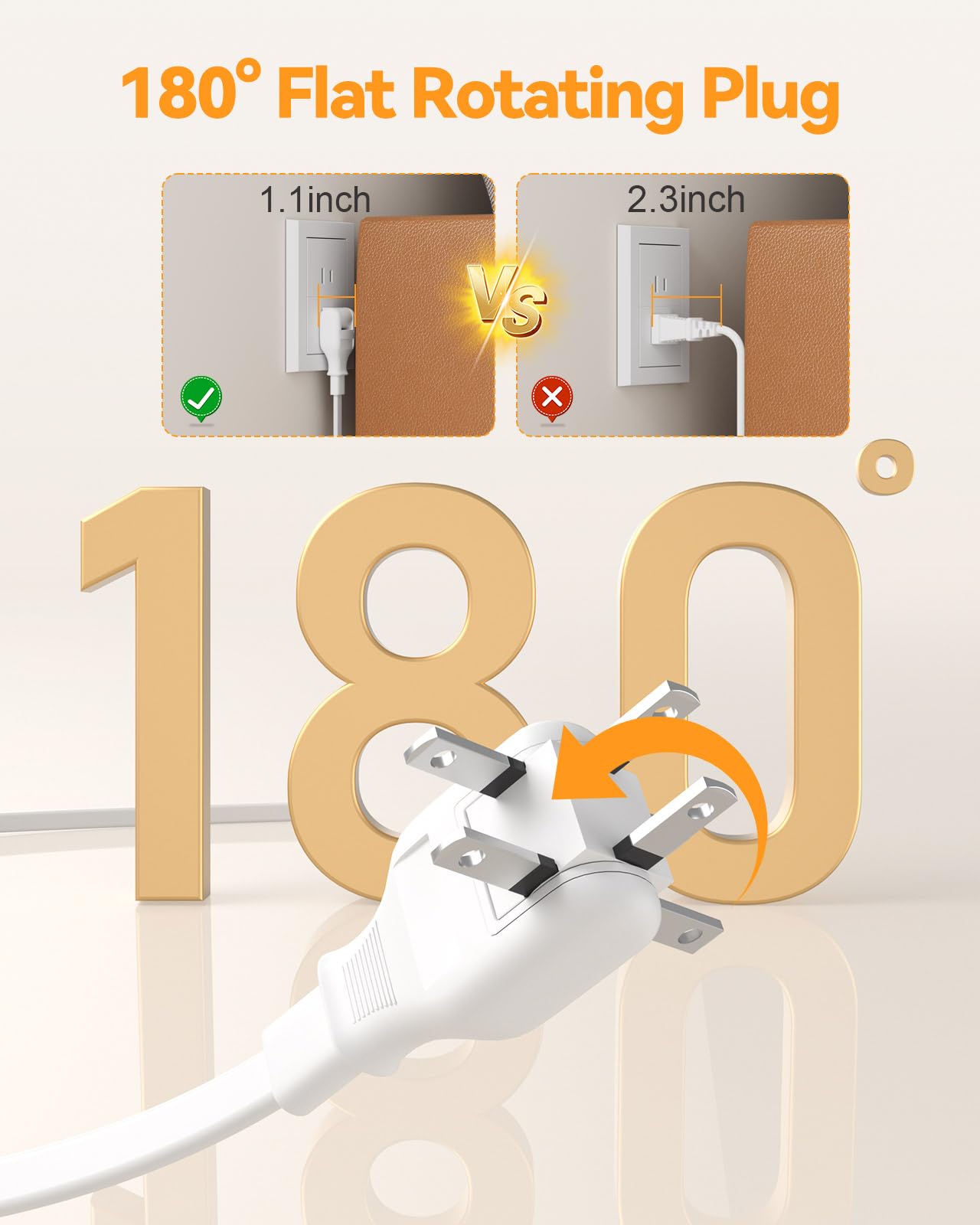 ROOTOMA 180-degree rotating plug saves outlet space during travel