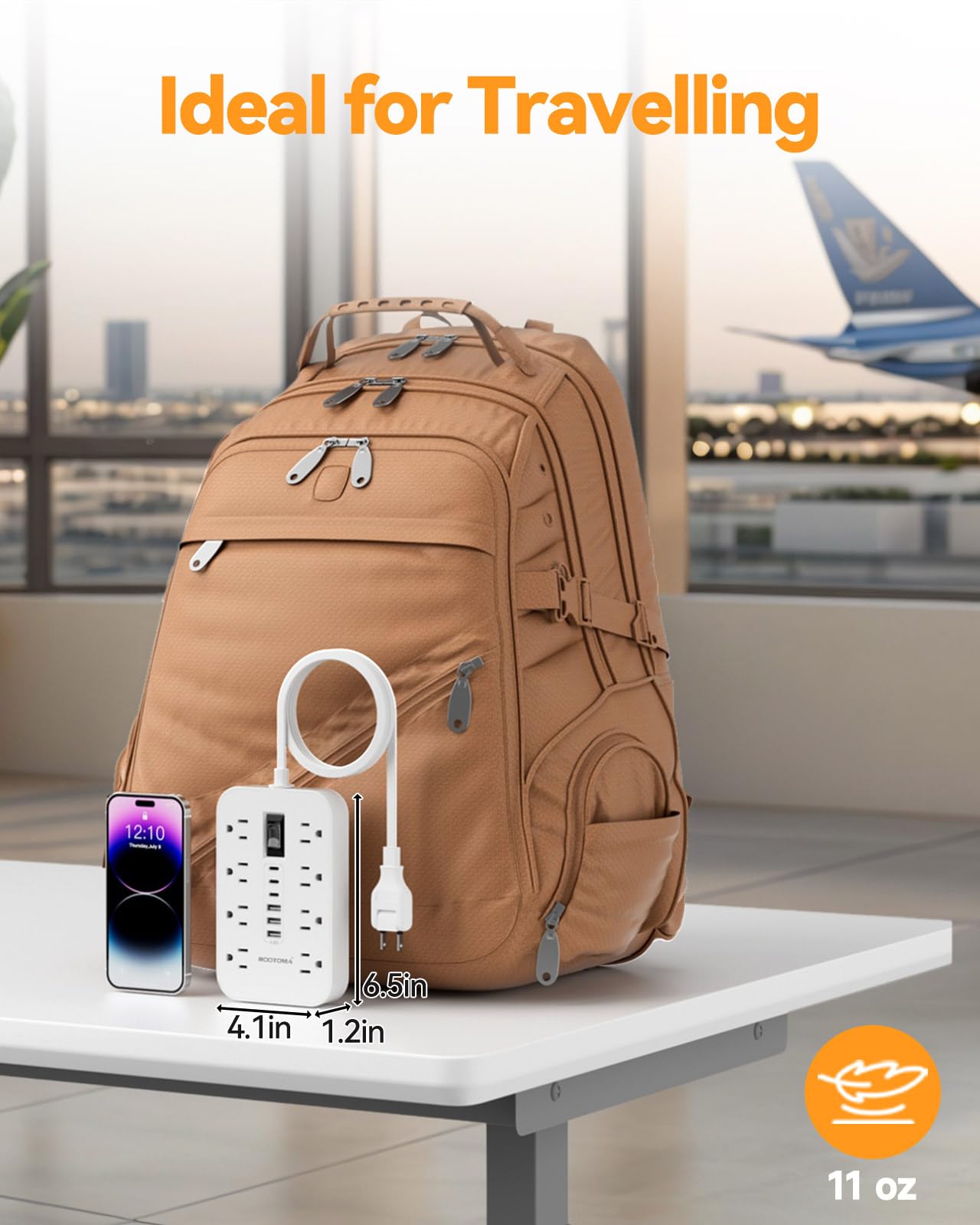ROOTOMA eight AC outlets shown for simultaneous charging