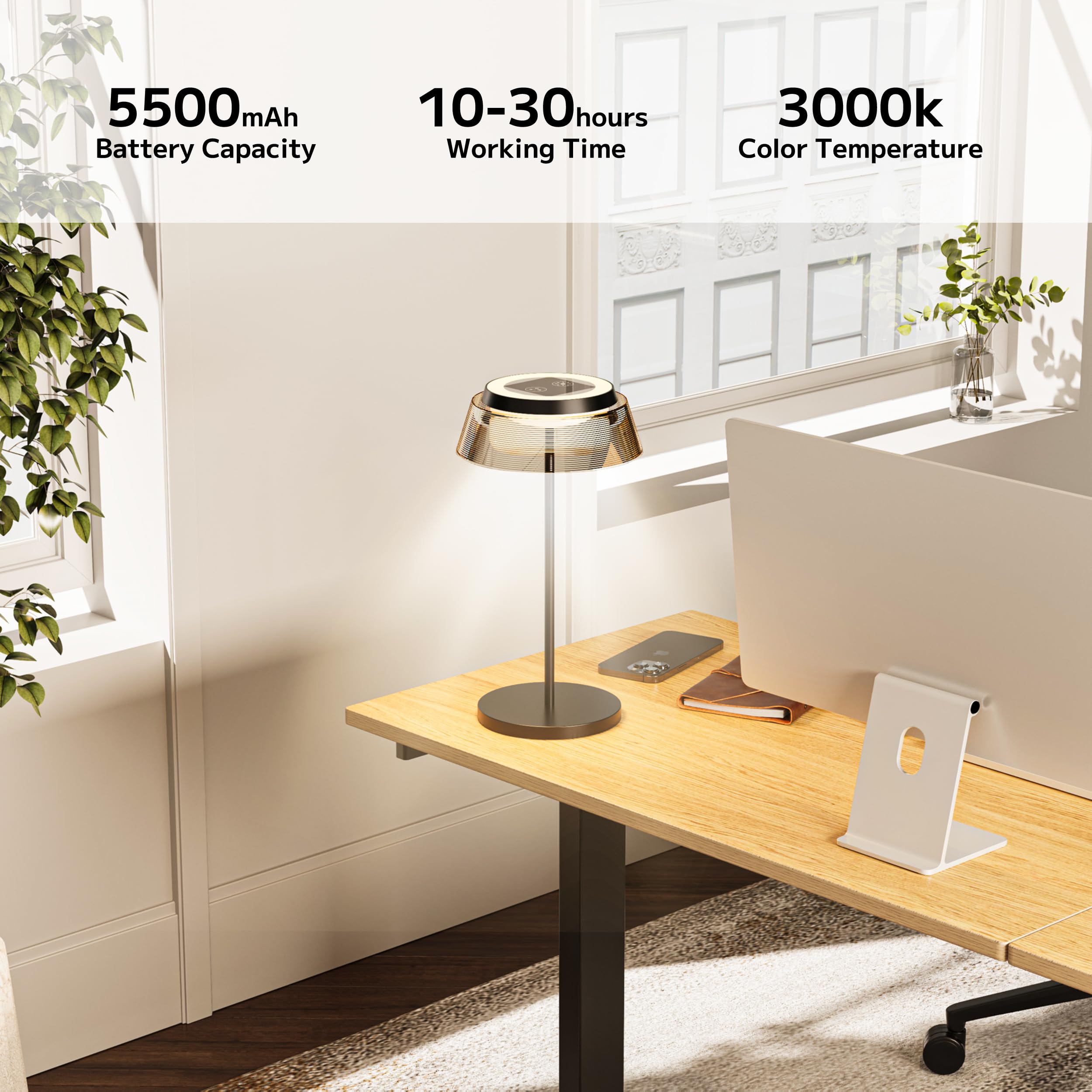 ROOTRO rechargeable desk lights come with cables for simple charging.