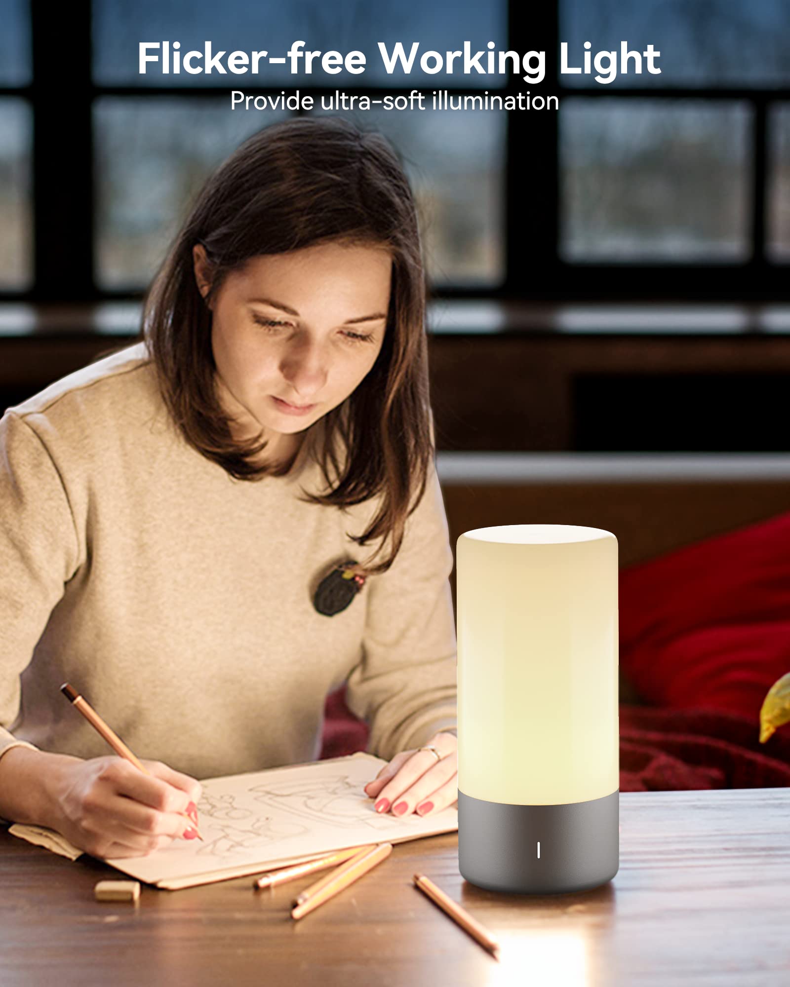 ROOTRO table-lamp-silver-finish adds modern elegance to bedrooms.