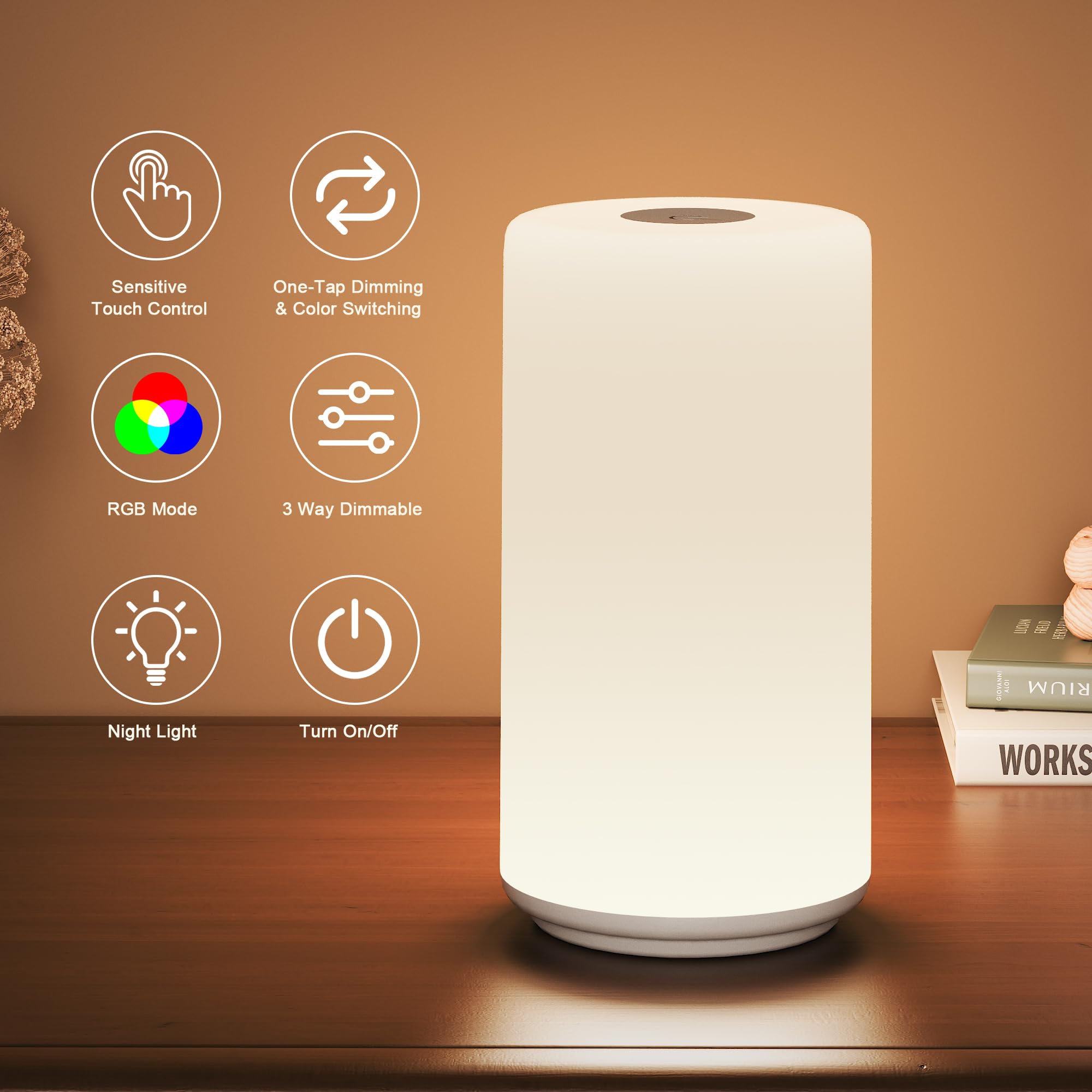 Rootro Touch Lamp with three-level dimming for flexible brightness