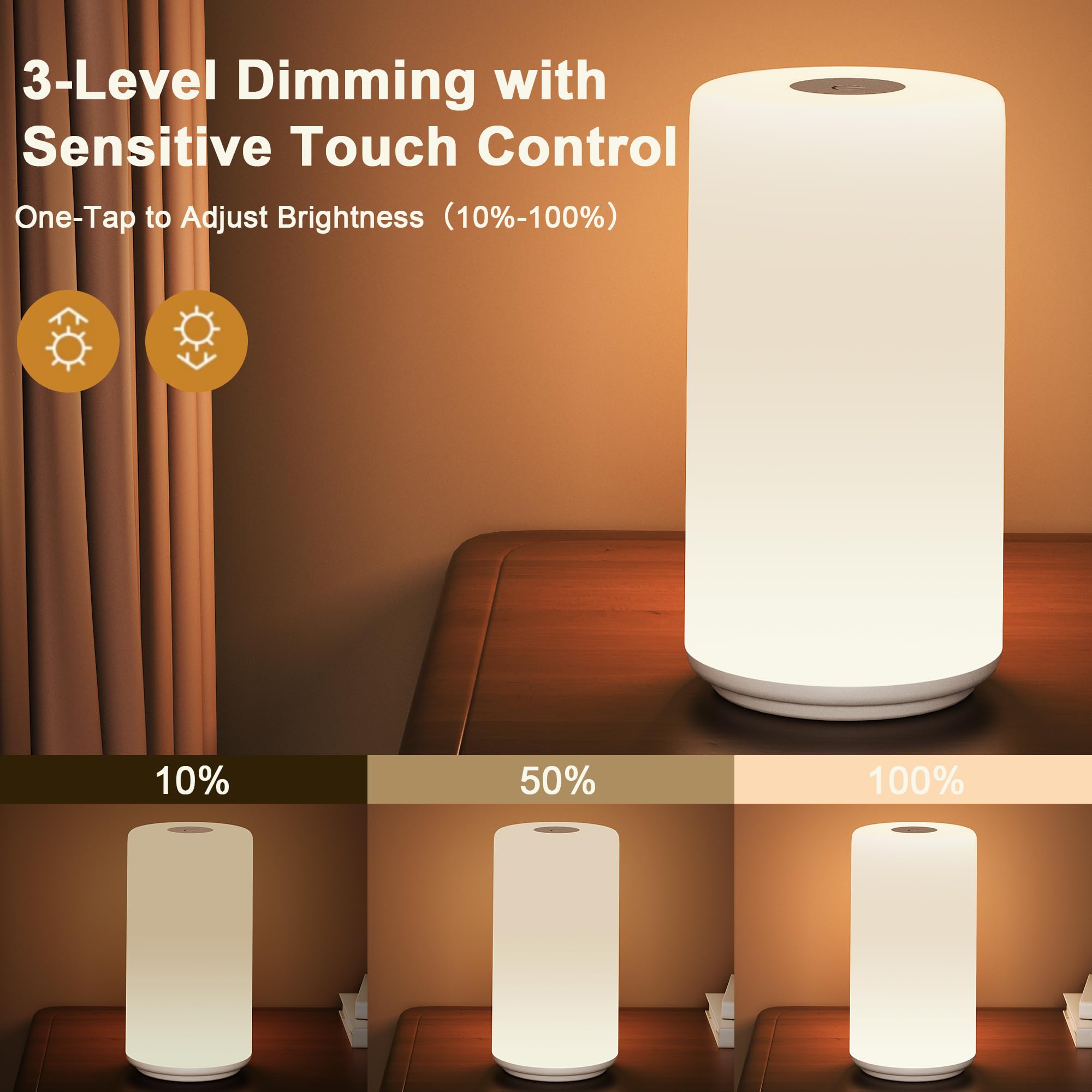 Rootro lamp top touch control for easy power and brightness changes