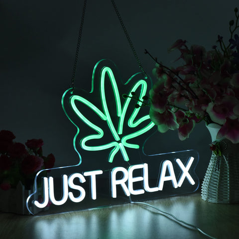 Roouneon Just Relax neon sign bar and game room decor adds vibe.