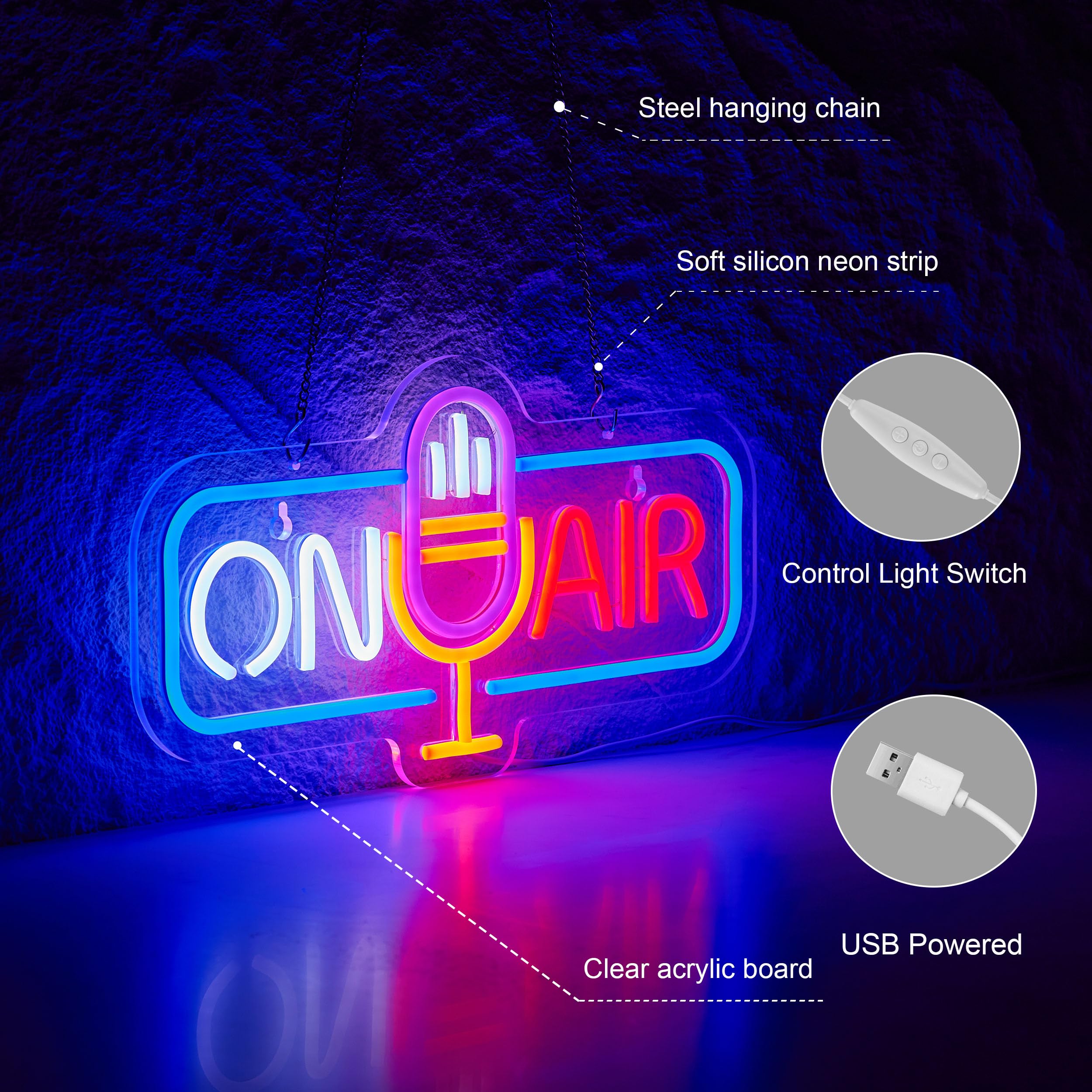 Roouneon On Air neon sign USB cable for flexible powering