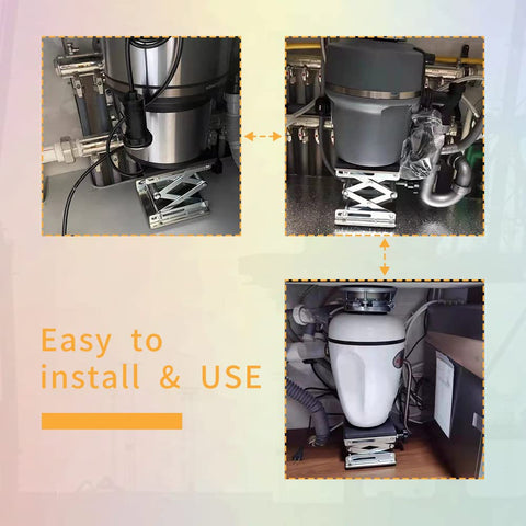 ROOWINTOO garbage disposer bracket installation steps illustrate quick mounting under the sink