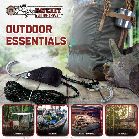 Rope Ratchet rugged system supports canopies and tarps in wind.