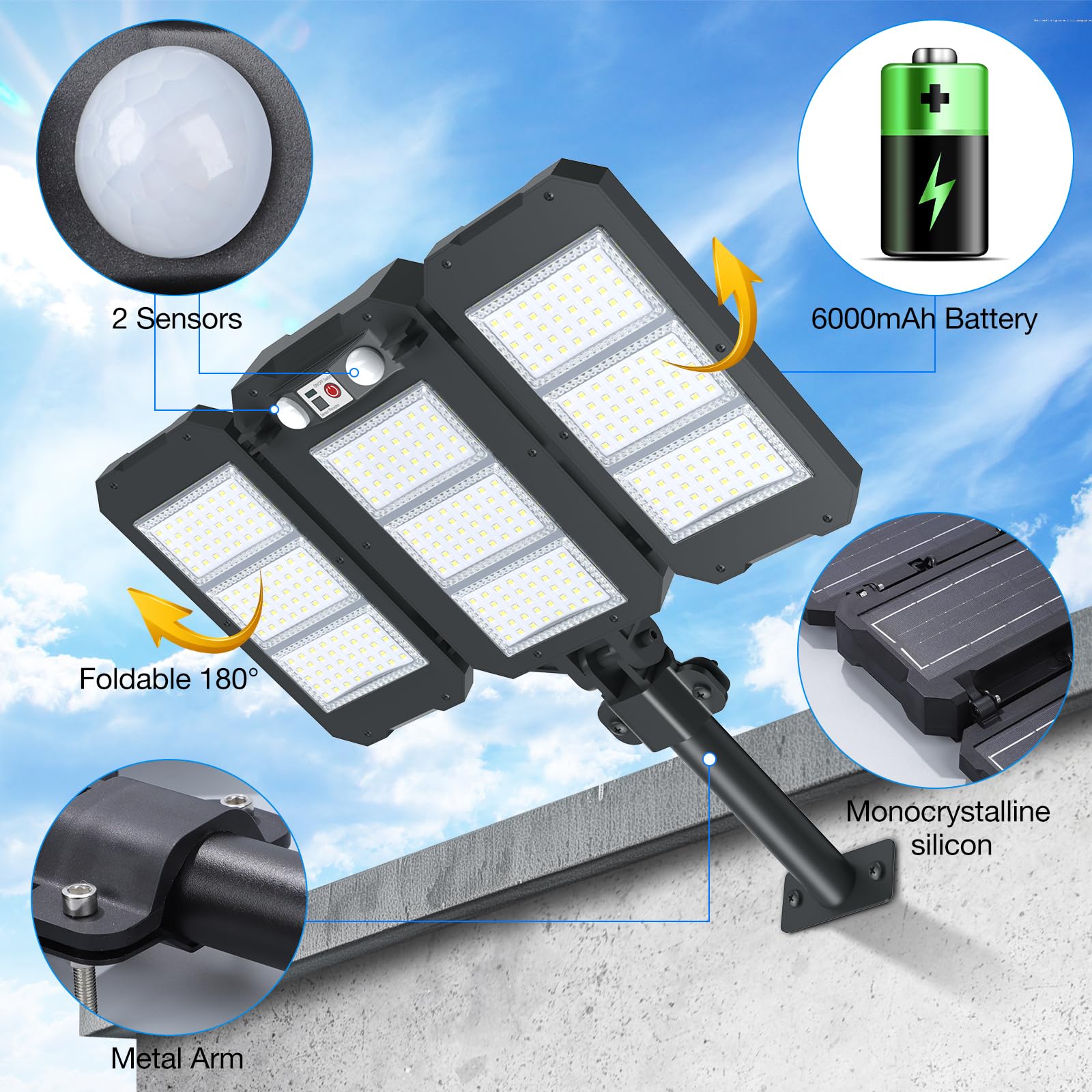 Ropelux solar flood light easy wall mounting with included hardware.