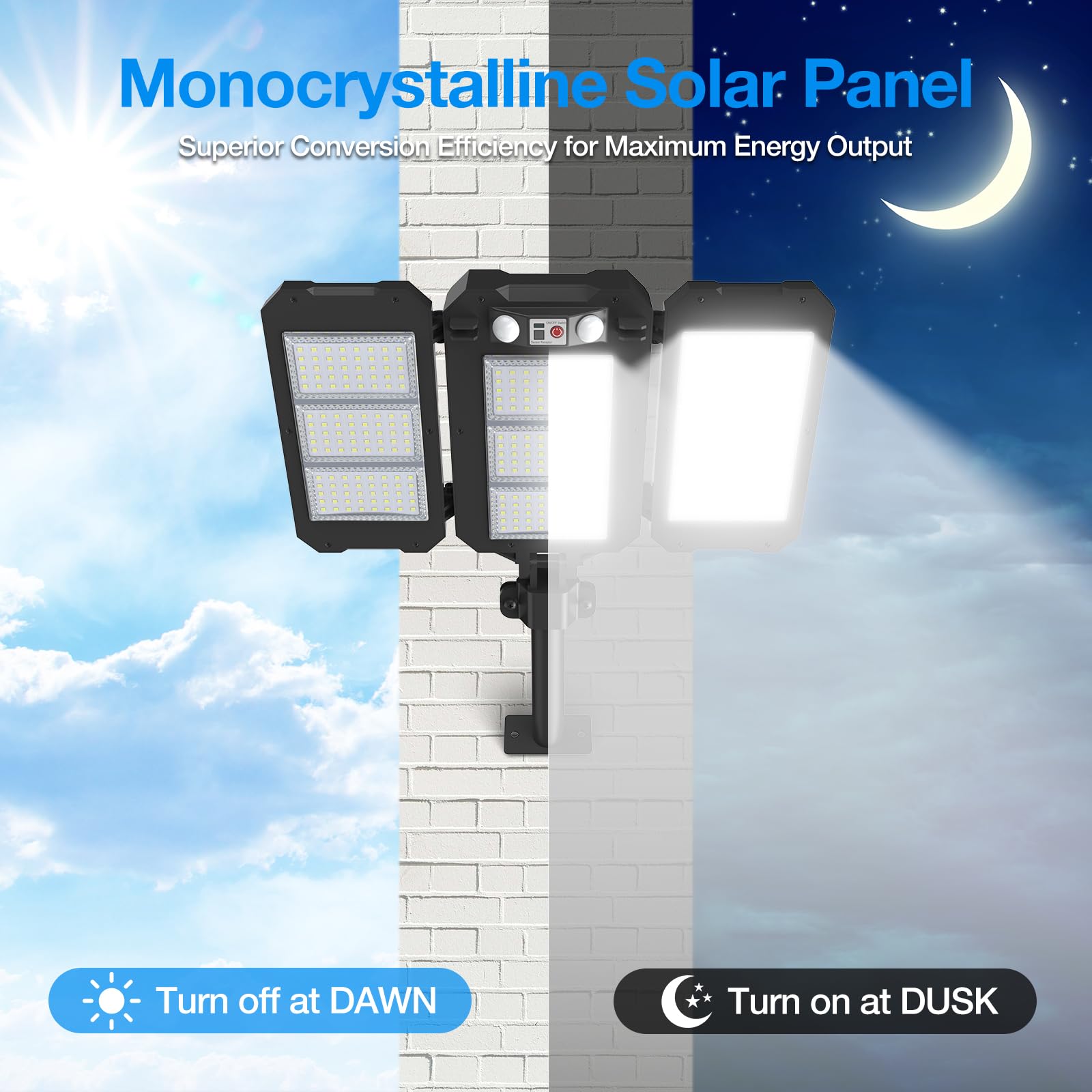 Ropelux solar flood light ideal for yard, street, barn areas.