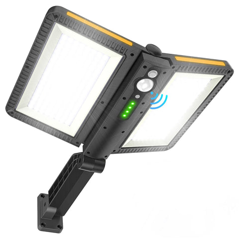 Ropelux solar flood lights outdoor setup delivering broad yard illumination