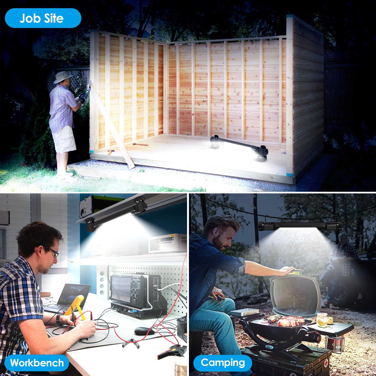 Ropelux versatile mechanic light for garage, camping, and emergencies.