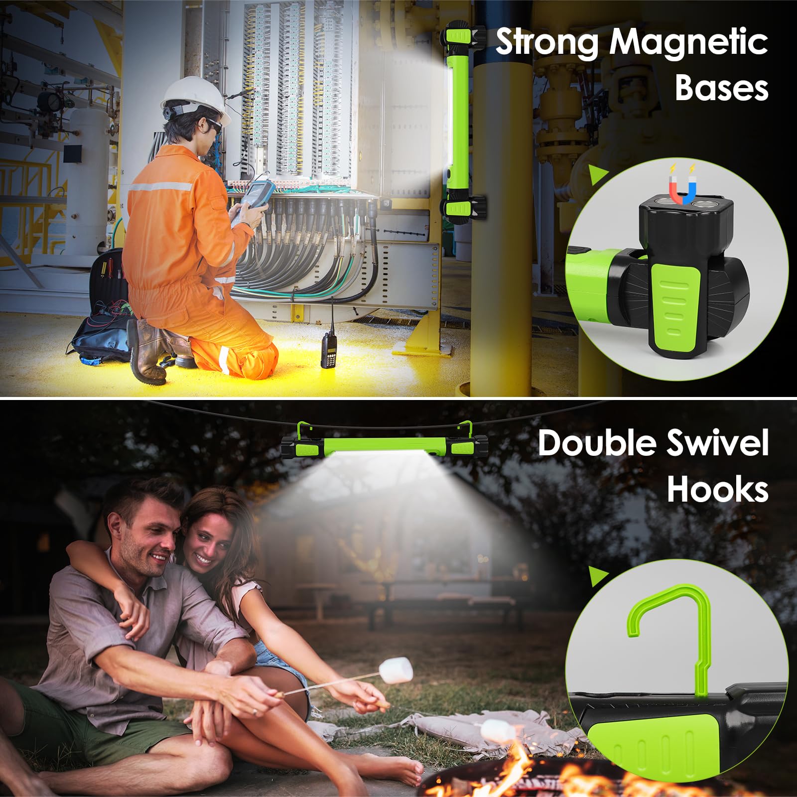 Ropelux 360-degree middle joint directs beam exactly where needed.