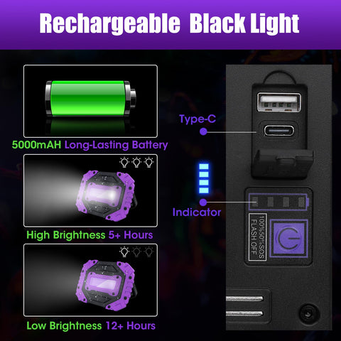 roperry 2-pack rechargeable black light magnetic back attachment for flexible placement.