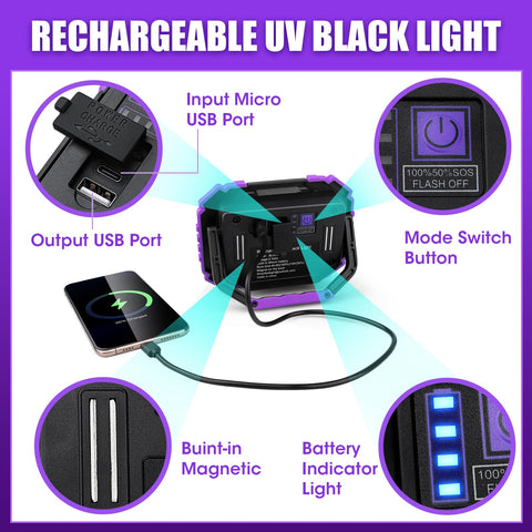 roperry cob-led 395nm ultraviolet beam for glowing effects.