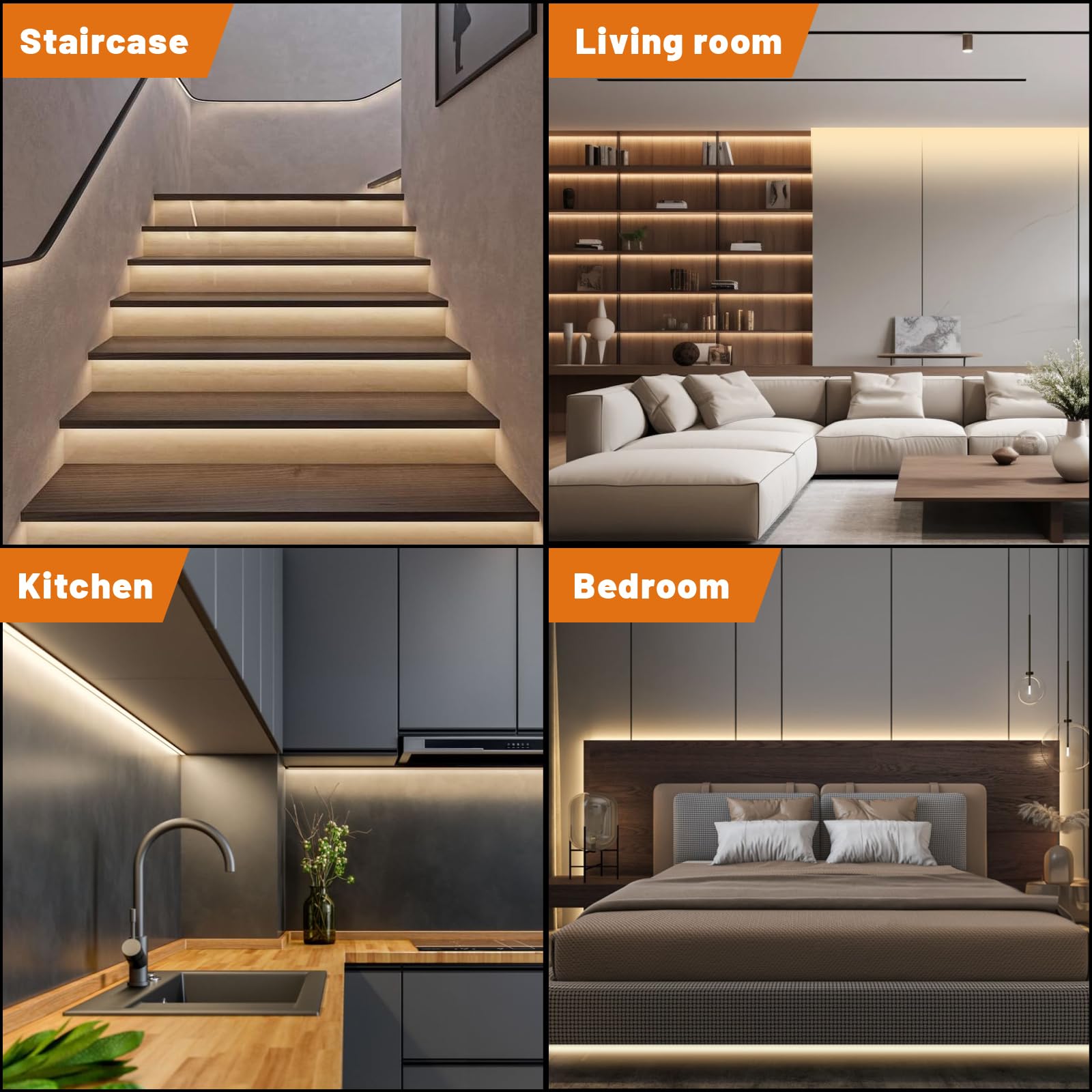 Roran LED strip along a shelf delivering even illumination.