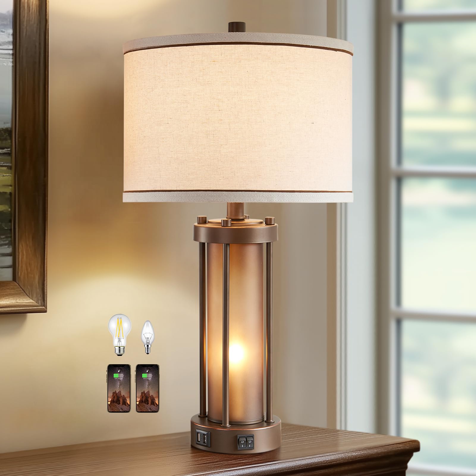 RORIA amber glass nightlight emits a gentle glow for soft mood lighting