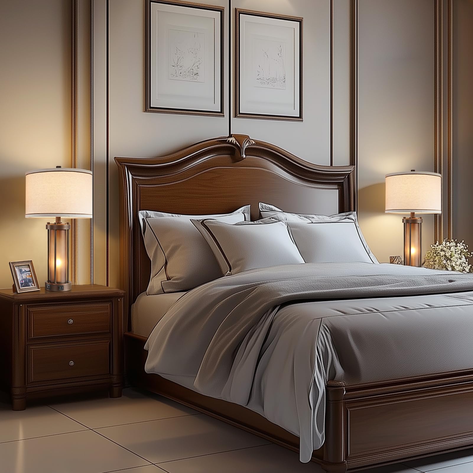 RORIA dual USB ports charge devices from the lamp base
