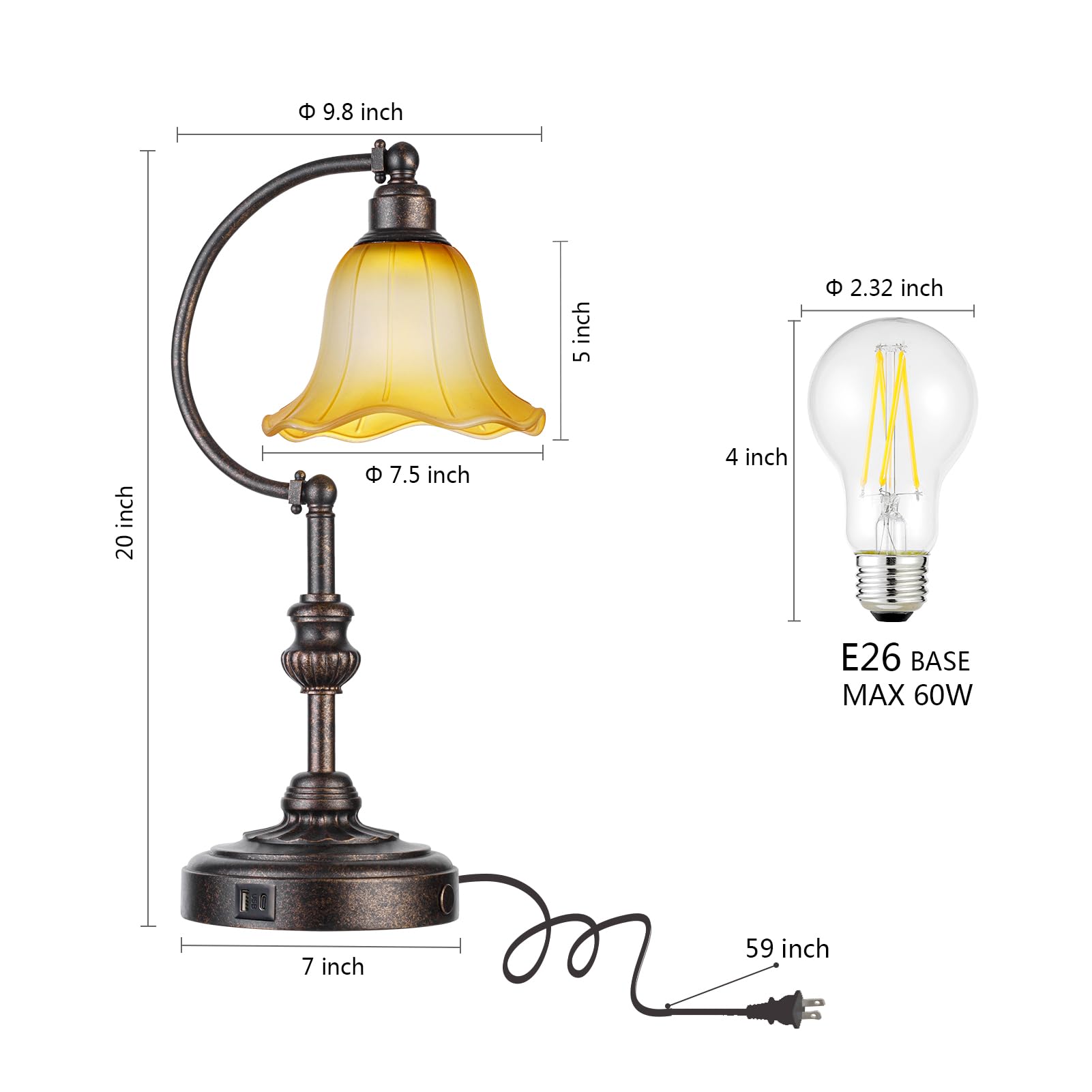 RORIA end-table lamp suitable for bedrooms and living rooms