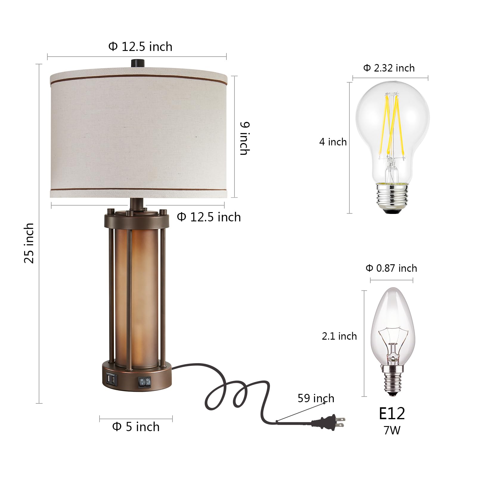RORIA includes two LED bulbs for immediate use and steady illumination