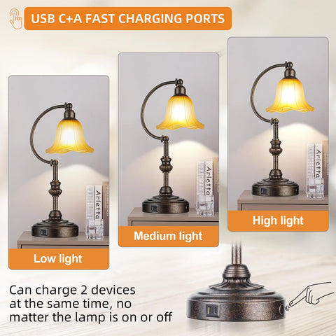 RORIA 3-way dimmable lamp with easy touch control for reading