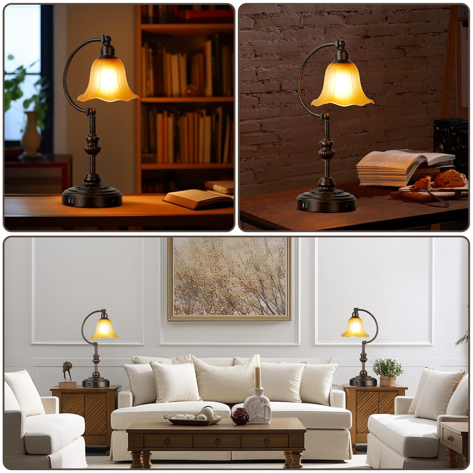 RORIA lamp with USB A+C ports for convenient night charging