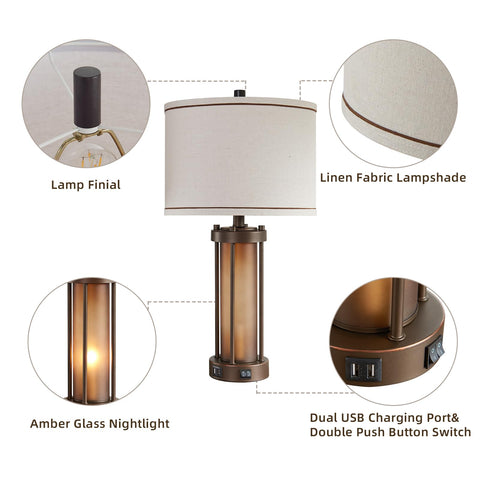 RORIA two independent switches control main and night lights separately