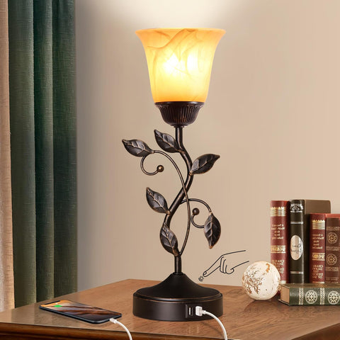 RORIANO amber glass shade closeup with warm glow