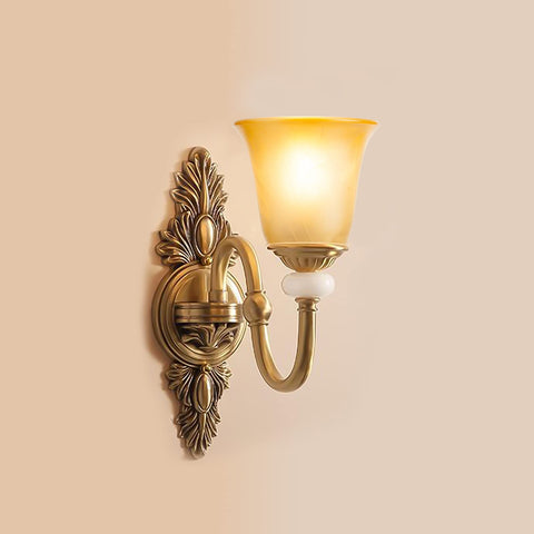 RORIANO amber glass shade installed on a lamp for cozy illumination