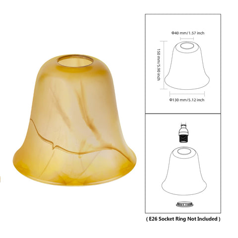 RORIANO amber glass shade with 1-5/8 inch opening fitter for secure mounting