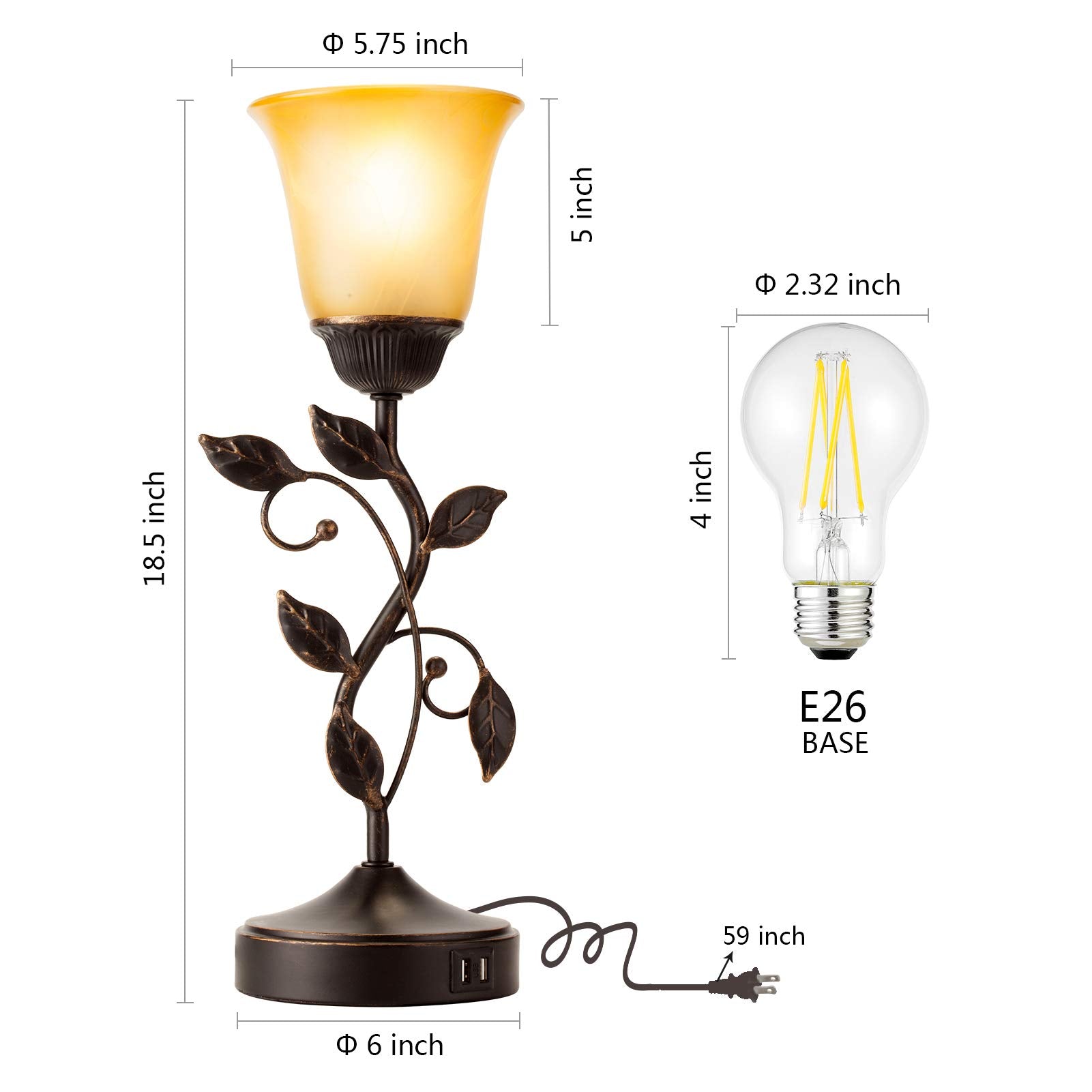 RORIANO bedside nightstand scene featuring the lamp