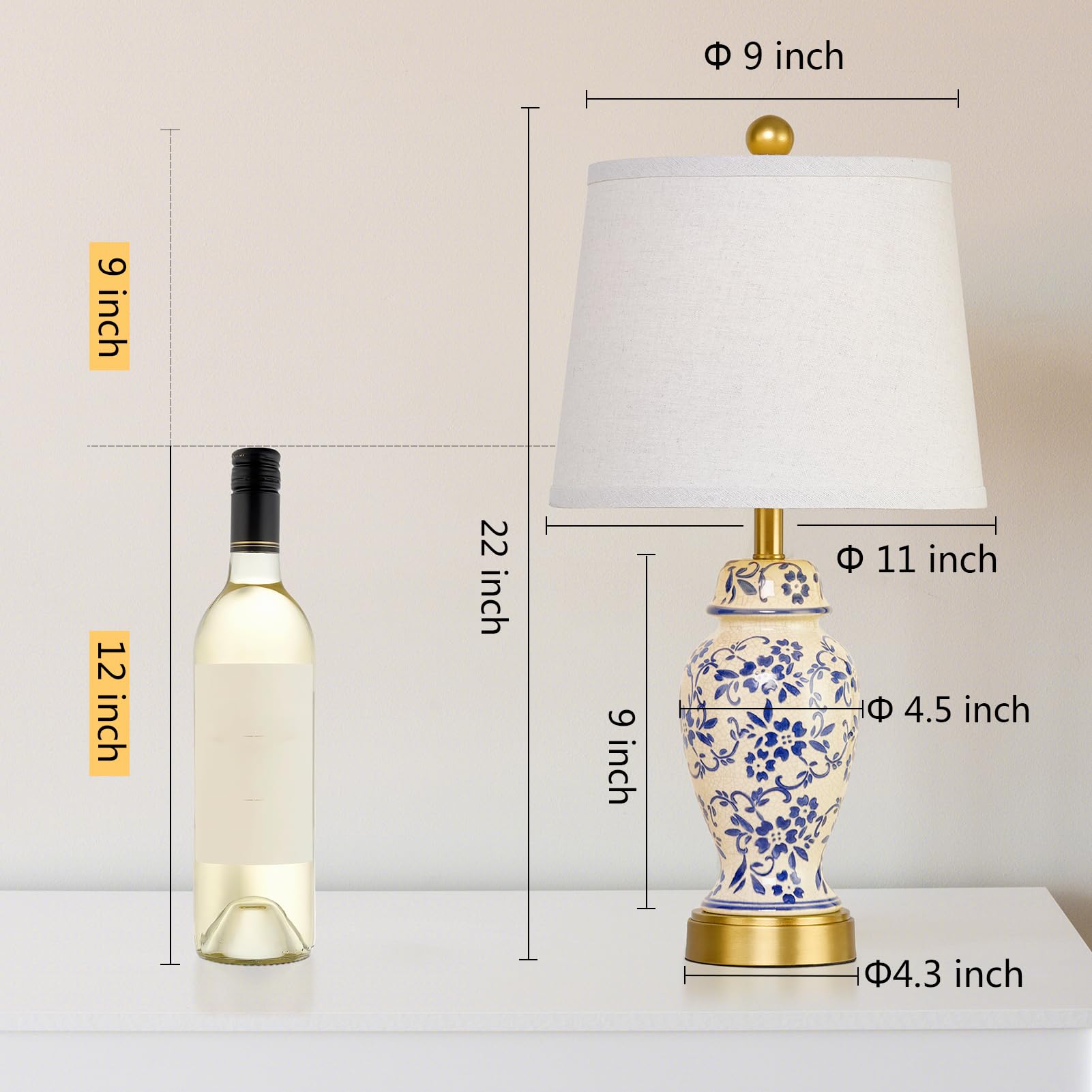 RORIANO pair of bedside lamps with gold metal bases for a luxe look