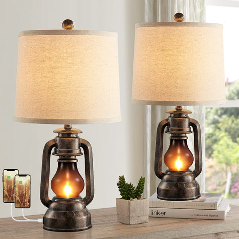 RORIANO Farmhouse lantern table lamp set enhances living rooms with vintage charm and versatile ambient lighting