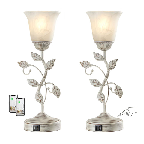 RORIANO rustic leaf table lamp set adds vintage charm to living spaces.