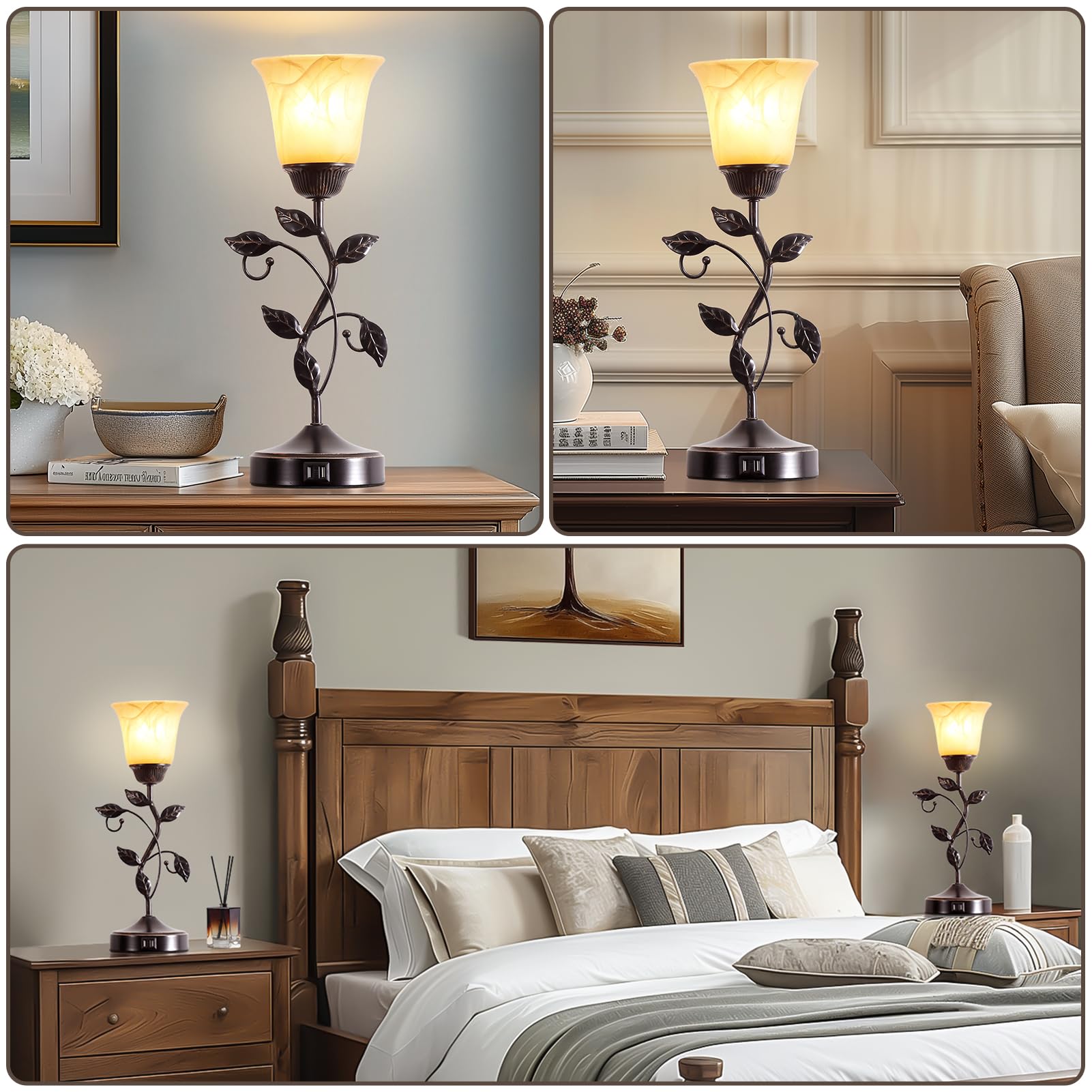 RORIANO lamps with built-in USB ports for convenient device charging.