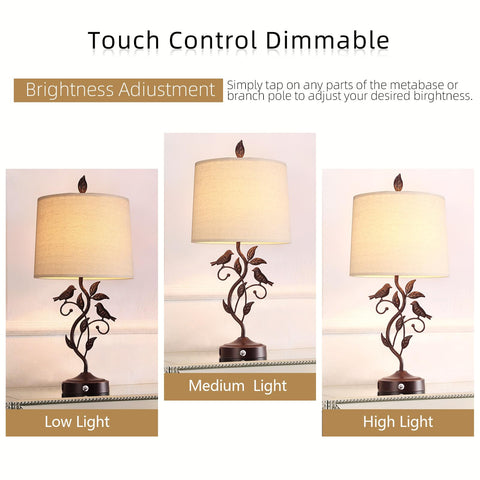 RORIANO vintage bronze leaf design lamp enhances bedroom decor.