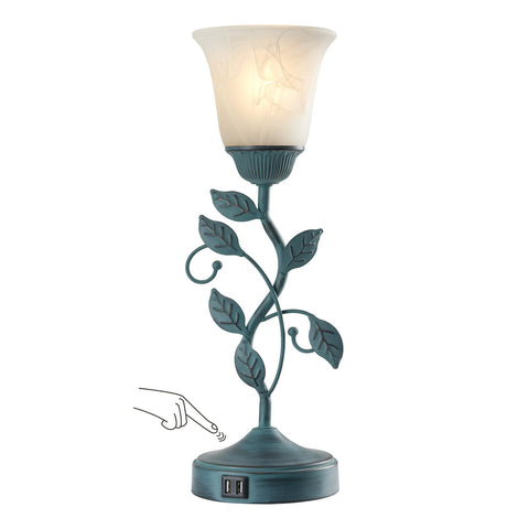 RORIANO vintage leaf table lamp base enhances living room ambiance with rustic charm.