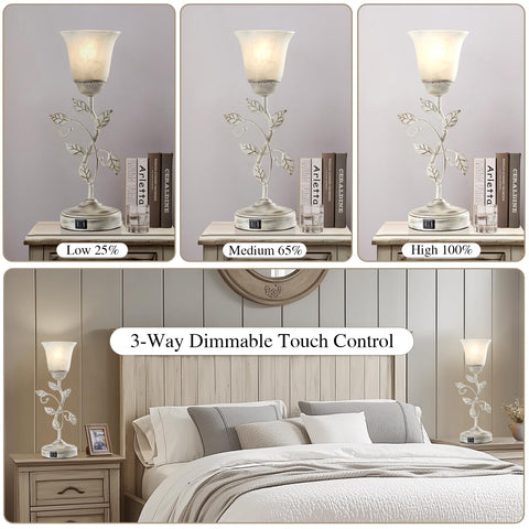 RORIANO white glass shade table lamp highlights soft ambient lighting.