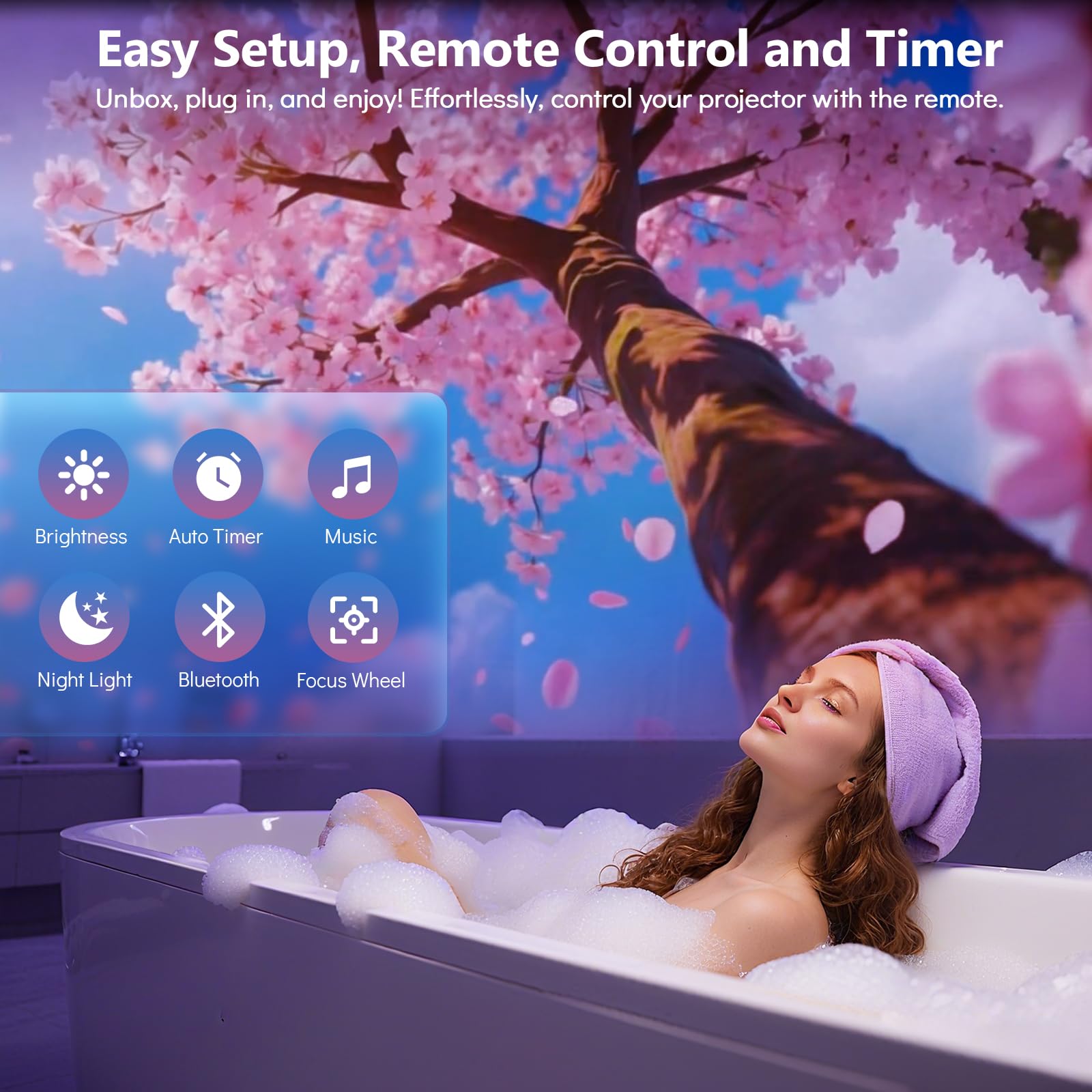 Rossetta 3D Projector forest scene provides calming nature visuals for mood