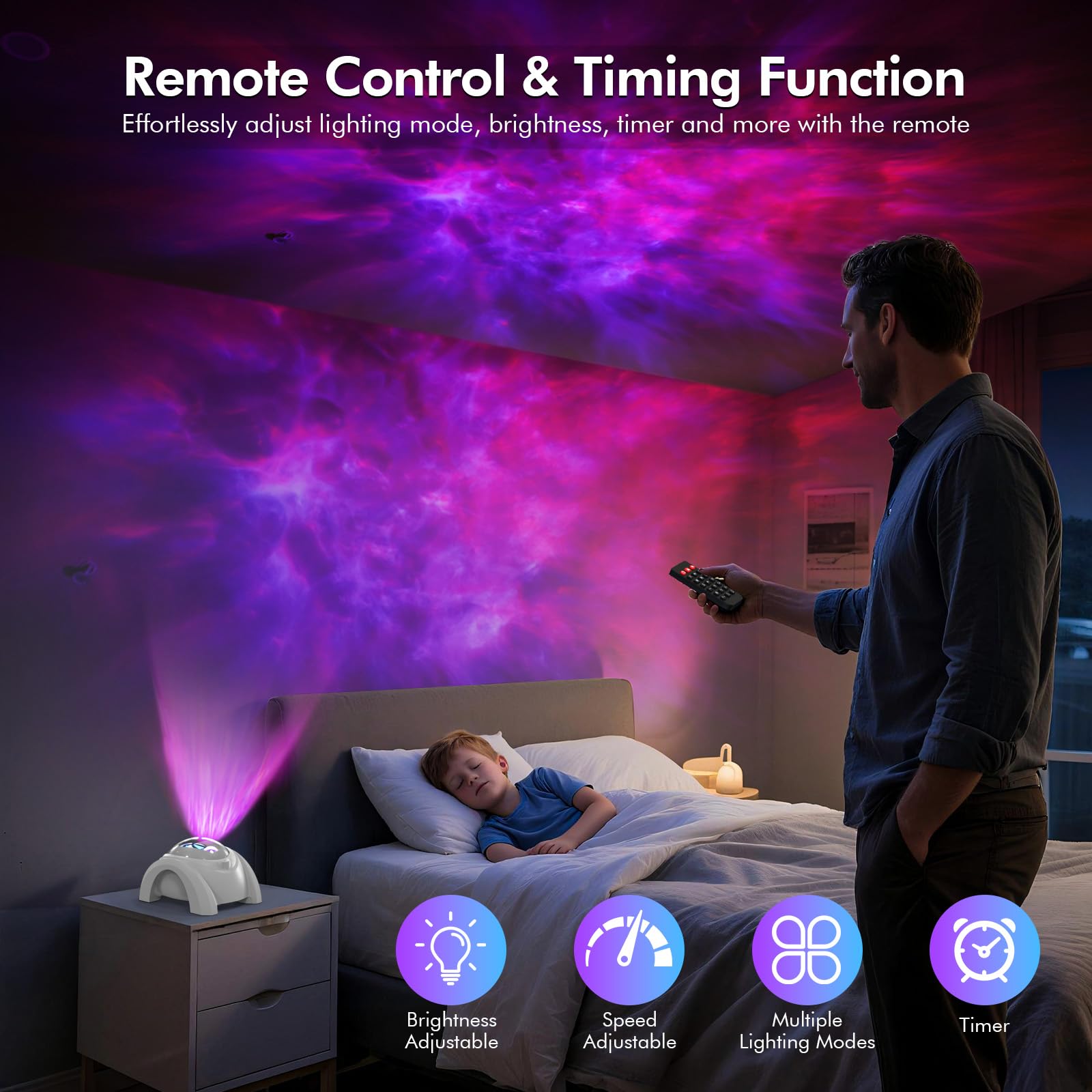 Rossetta remote control makes quick brightness and mode adjustments easy.