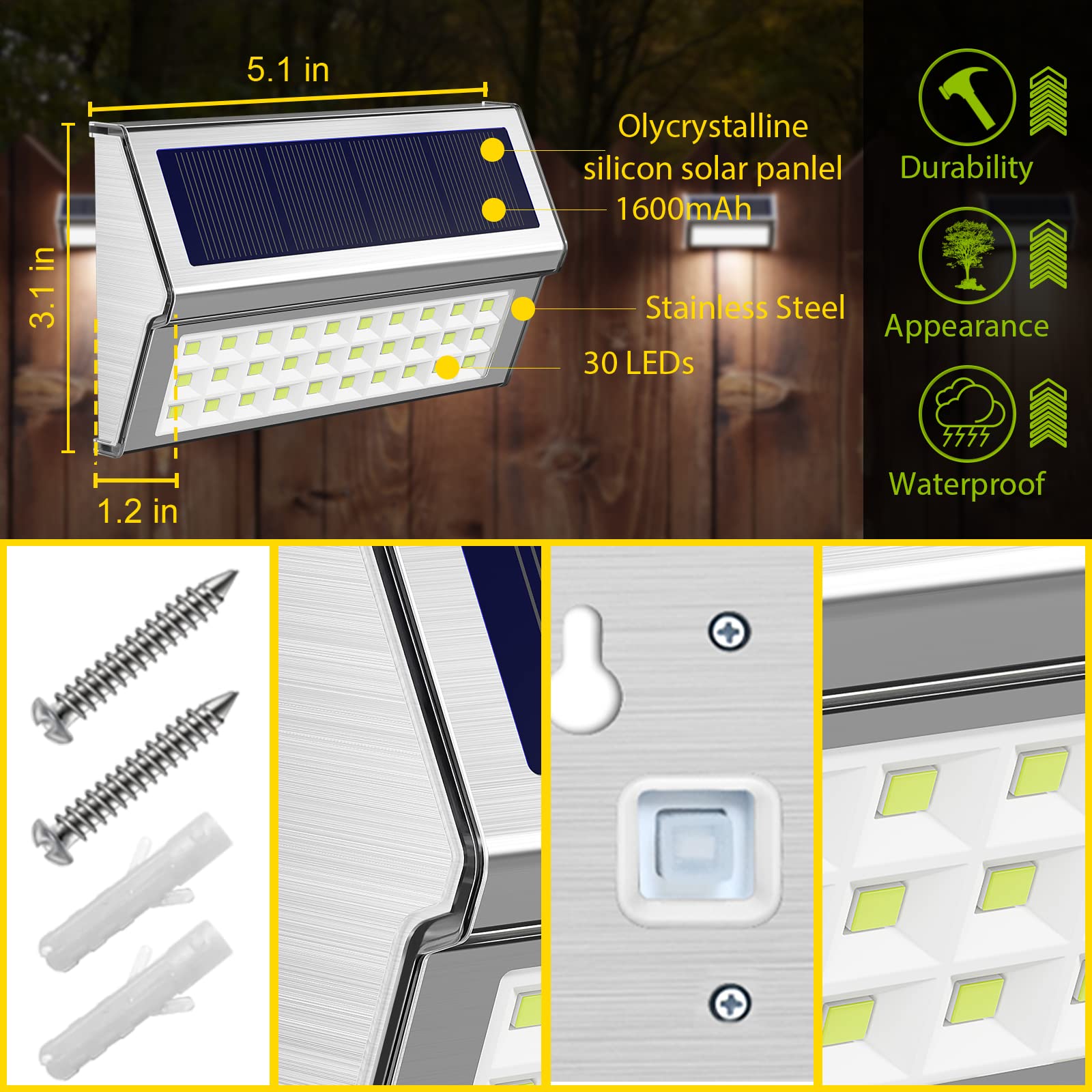 ROSHWEY easy installation with no wires, mounting with screws or tape.