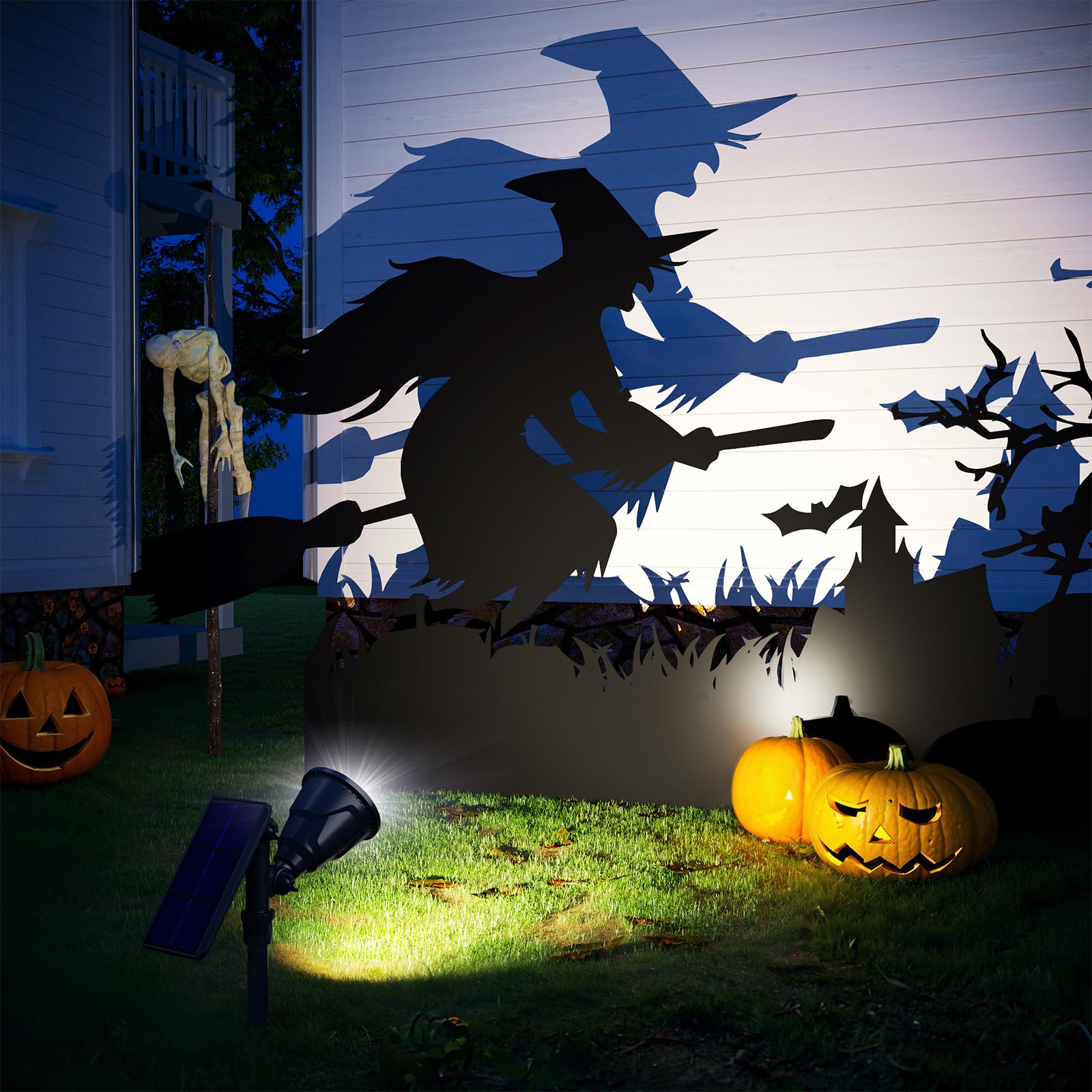 ROSHWEY auto on-off solar lights illuminate pathways all night.