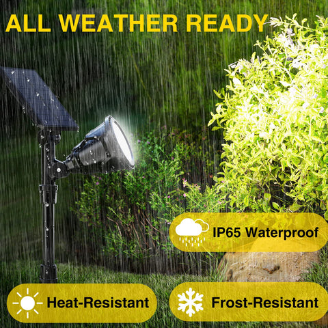 ROSHWEY easy-install solar lights with ground stakes for quick setup.