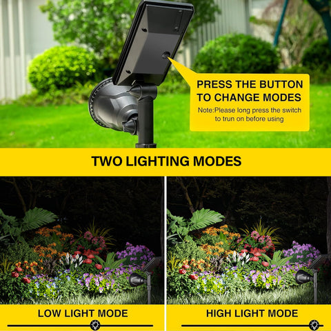 ROSHWEY IP65 waterproof solar spotlight stands up to rain and snow.