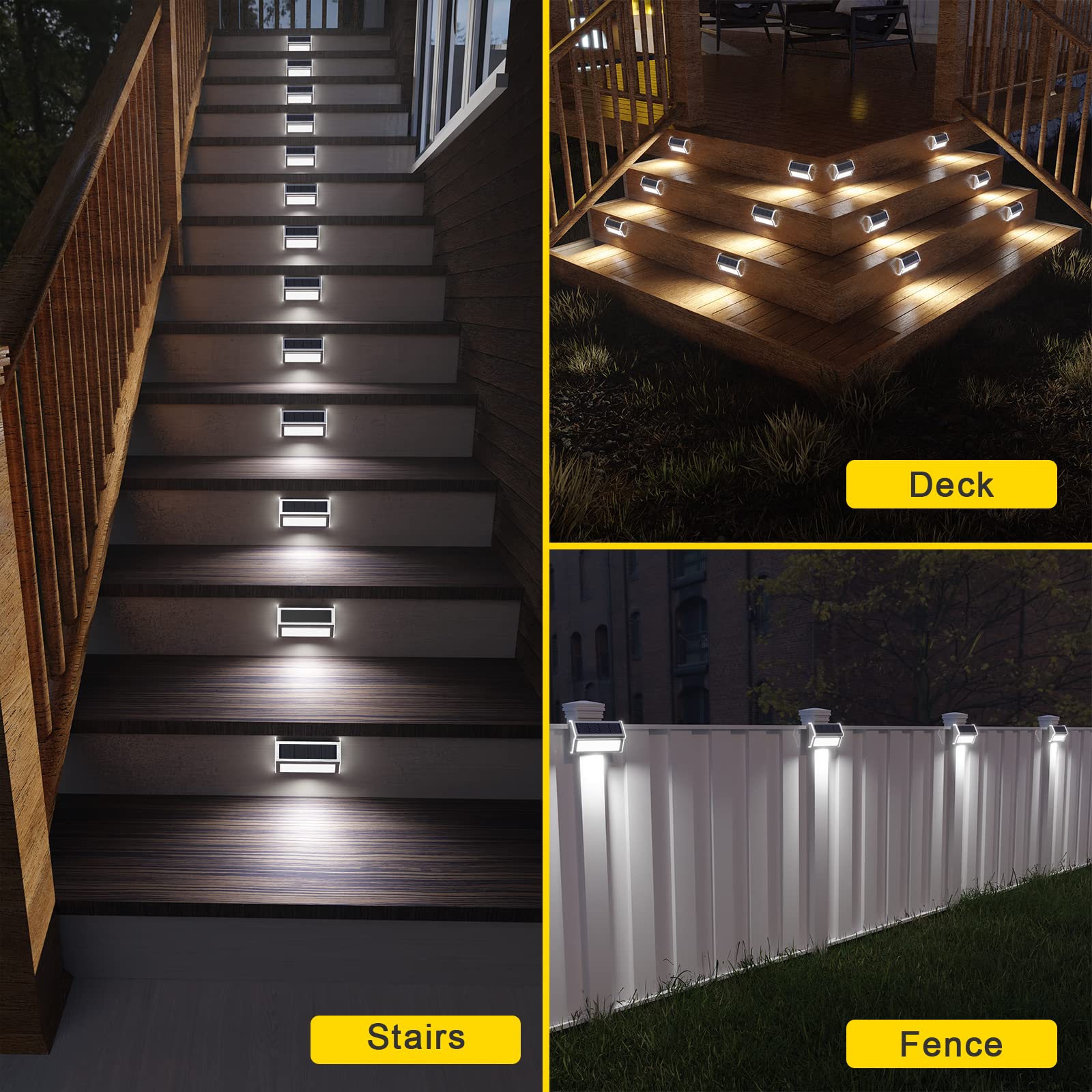 ROSHWEY stainless steel deck lights 30 LEDs illuminate decks and fences.