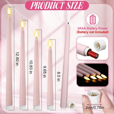 Rossesay flameless taper 9.69 inch candle for elegant dining lighting