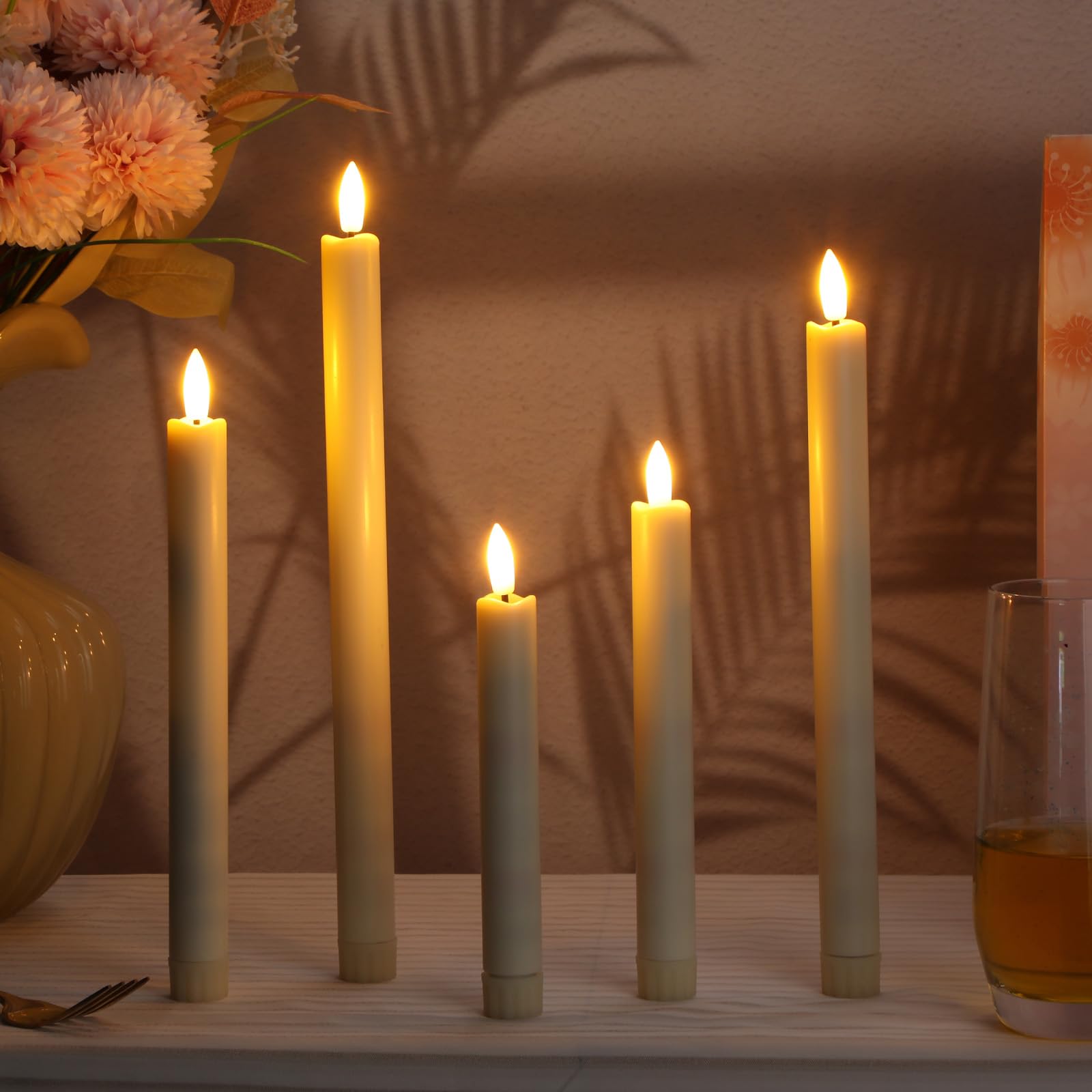 Rossesay 8-9 inch taper candle remote provides warm wedding glow